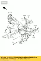 310590004, Kawasaki, parentesi-comp-engine, rh ex250k8 kawasaki ninja 250 2008 2009 2010 2011, Nuovo