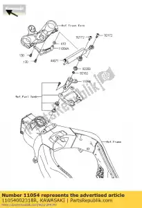 Kawasaki 11054002318R suporte, amortecedor de direção, - Lado inferior