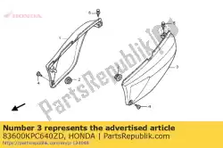 Ici, vous pouvez commander le couverture, l. Côté * nh1 * auprès de Honda , avec le numéro de pièce 83600KPC640ZD: