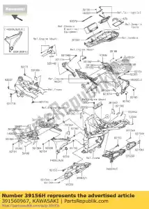 Kawasaki 391560967 almohadilla, 6x35 - Lado inferior