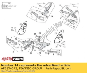 aprilia AP8154072 soporte del reposapiés derecho - Lado inferior