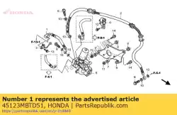 Aqui você pode pedir o mangueira a, fr. Junta da unidade abs em Honda , com o número da peça 45123MBTD51: