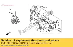 Ici, vous pouvez commander le support comp., l. Fr. Pied à coulisse (nissin) auprès de Honda , avec le numéro de pièce 45110MT3006: