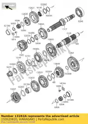 versnelling, ingang 5e, 29t er650ecf van Kawasaki, met onderdeel nummer 132620820, bestel je hier online: