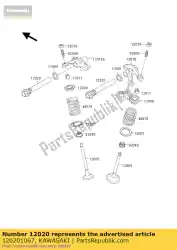 Here you can order the shaft-rocker from Kawasaki, with part number 120201067: