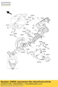 kawasaki 230051148 body-comp-head lamp kl650-c1 - Onderkant