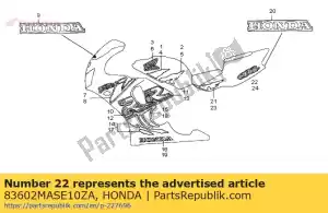Honda 83602MASE10ZA mark,r sid*type1* - Bottom side