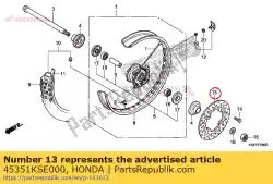 Tutaj możesz zamówić dysk, fr. Hamulec od Honda , z numerem części 45351KSE000: