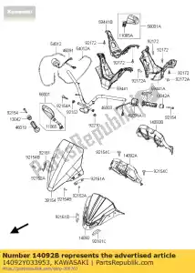 kawasaki 14092Y033953 cubierta, medidor, upp, m.silver sc300 - Lado inferior