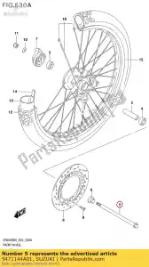 Suzuki 5471144A01 axle,front - Bottom side