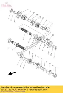 yamaha 5VKE71513000 gear, 5th pinion - Bottom side