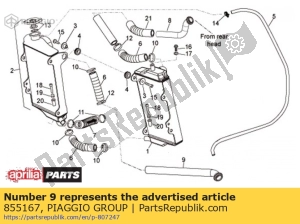 aprilia 855167 tube de tête de refroidisseur d'eau - La partie au fond