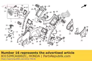 Honda 83152MCA000ZC abrigo, topo * r259p * - Lado inferior
