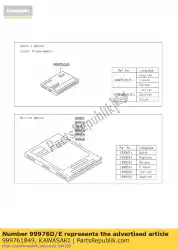 Aquí puede pedir manual del propietario, en / fr / de, de Kawasaki , con el número de pieza 999761849: