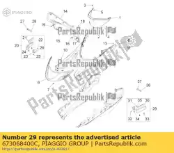 Here you can order the complete left passenger footrest from Piaggio Group, with part number 673068400C: