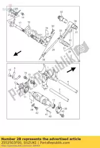 suzuki 2552503F00 varilla, cambio de marchas - Lado inferior