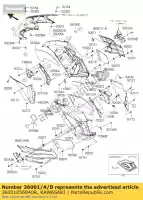 36001056840R, Kawasaki, lado de la cubierta, lh, g.b.green zx1400 kawasaki zzr 1400 2015, Nuevo