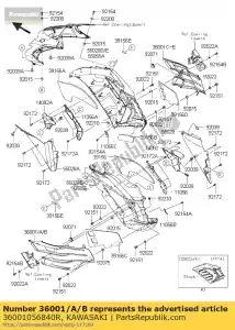 kawasaki 36001056840R lado de la cubierta, lh, g.b.green zx1400 - Lado inferior