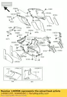 140901293, Kawasaki, afdekplaat, hittebeschermer, rechts zx600-e1 kawasaki zz r zzr 600 1993 1994 1995 1996 1997 1998 1999 2001 2002 2003 2004 2005 2006, Nieuw