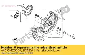 Honda 44635MEG000 hub sub assy., fr. - Lado inferior