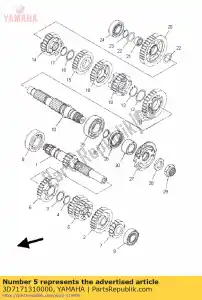 yamaha 3D7171310000 gear, 3rd pinion - Bottom side