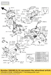 Ici, vous pouvez commander le capotage, upp, rh, ébène auprès de Kawasaki , avec le numéro de pièce 550280235H8: