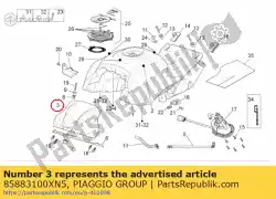 Aqui você pode pedir o tampa do tanque de combustível. Preto em Piaggio Group , com o número da peça 85883100XN5: