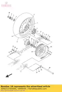 yamaha 3D8253760000 kraag, wiel - Onderkant