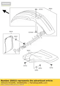 kawasaki 350221353290 fender-comp-rear,l.green kx85- - Bottom side