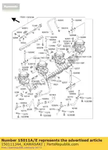 Kawasaki 150111344 carburetor,lh,inside - Bottom side