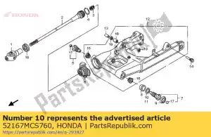Honda 52167MCS760 cuña, pivote, 0.85 - Lado inferior