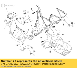 aprilia 975077000G handlebar rear cover - Bottom side