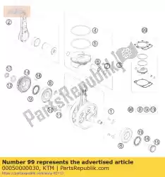 Ici, vous pouvez commander le kit piston gr. I 450 exc 08-11 auprès de KTM , avec le numéro de pièce 00050000030: