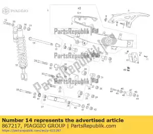 Piaggio Group 867217 rear swing arm pin - Bottom side