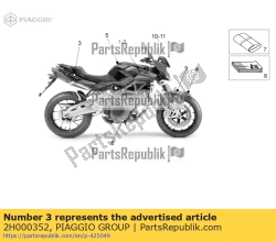 Aprilia 2H000352, Rechts-links staartkuip sticker rillen, OEM: Aprilia 2H000352