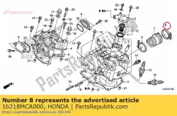 Here you can order the band, insulator from Honda, with part number 16218MCA000:
