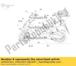 Ici, vous pouvez commander le sticker carénage arrière droit sr 50 auprès de Piaggio Group , avec le numéro de pièce 2H000303: