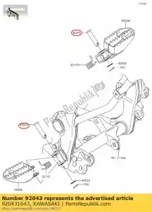 Kawasaki 920431643 pin, 10x37.5 - Lado inferior