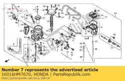 schroeven set van Honda, met onderdeel nummer 16016HM7670, bestel je hier online: