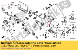 Qui puoi ordinare piastra, raddrizzatore regolatore da Honda , con numero parte 31604MGE000: