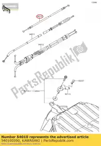 Kawasaki 540100590 linka, blokada siedzenia - Dół