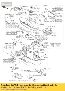 kawasaki 140911667 couvercle, serrure de sacoche vn1700c9f - La partie au fond