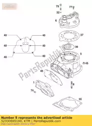 Aquí puede pedir cilindro 64mm 200'20 de KTM , con el número de pieza 52330005100: