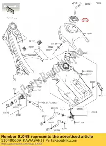 Kawasaki 510480009 cap-assy-tank,fuel - Bottom side