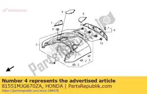 Honda 81551MJG670ZA lid,r rr to*r201* - Bottom side