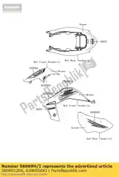 Here you can order the pattern,rr fender,out,lh from Kawasaki, with part number 560691206: