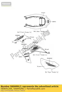 Kawasaki 560691206 pattern,rr fender,out,lh - Bottom side