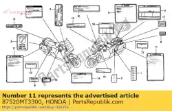 Aqui você pode pedir o etiqueta, bolsa de sela em Honda , com o número da peça 87520MT3300: