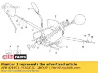 AP8104491, Piaggio Group, Rechter achteruitkijkspiegel aprilia  scarabeo 125 150 200 250 1999 2000 2001 2002 2003 2004 2005 2006, Nieuw