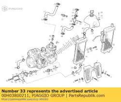 Here you can order the coupling cooling pipe-radiator from Piaggio Group, with part number 00H03800211: